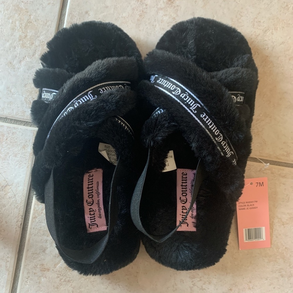 Juicy Couture Black “Goody” Slippers